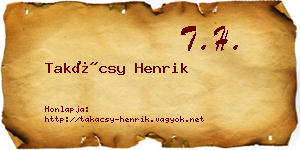 Takácsy Henrik névjegykártya