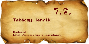 Takácsy Henrik névjegykártya